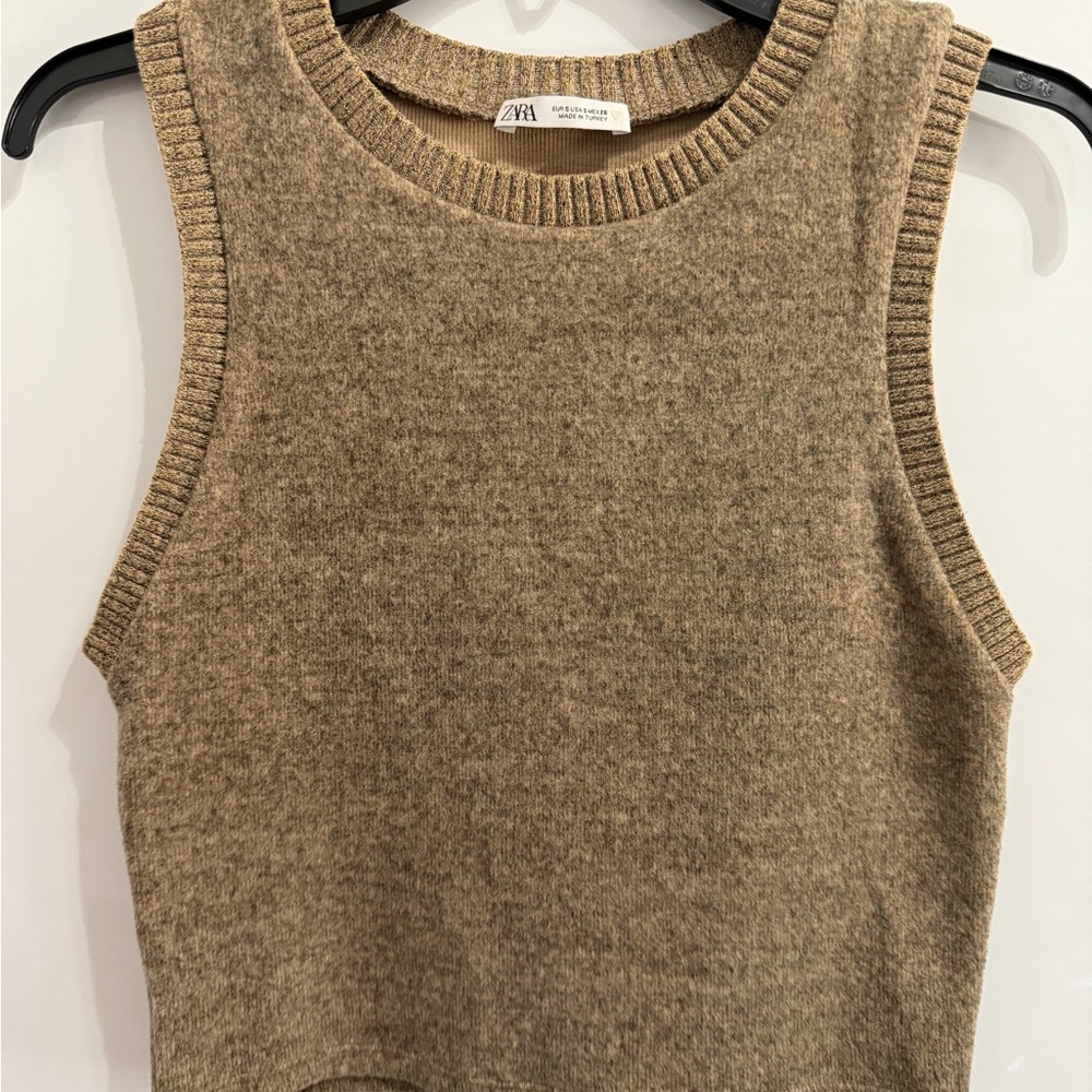 Zara Tan Sleeveless Knit Top